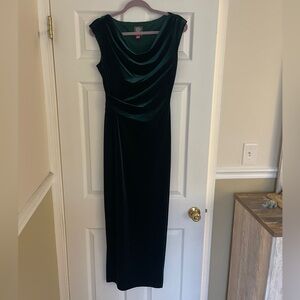 Vince Camuto Emerald Green Velvet Cowl Neck Dress – Size 6